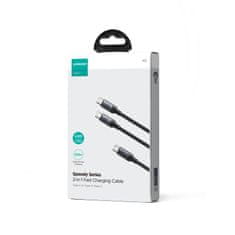 PRO 2v1 Speedy Series USB-C - 2x USB-C kabel 1,5 m črn