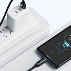 WOZINSKY Kabel USB-A - USB-C s prikazovalnikom LED 66W 6A 1m črn