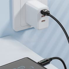 WOZINSKY Kabel USB-A - USB-C s prikazovalnikom LED 66W 6A 1m črn