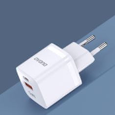 DUDAO GaN 33W PPS USB-C USB-A omrežni polnilec bele barve