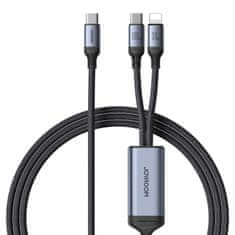 Joyroom 2v1 Speedy Series USB-C - USB-C / iPhone Lightning kabel 100W 1,5 m črn