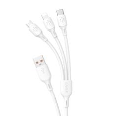 DUDAO Kabel 3v1 USB-A na USB-C micro USB iPhone Lightning 480Mbps 1,2 m bel