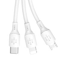 DUDAO Kabel 3v1 USB-A na USB-C micro USB iPhone Lightning 480Mbps 1,2 m bel