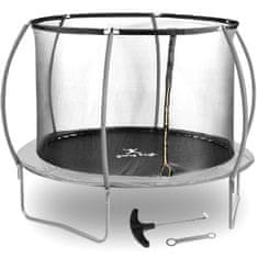 PRO Vrtni trampolin z mrežo in zaščitno vzmetjo Ø 305 cm do 100 kg črno-siv