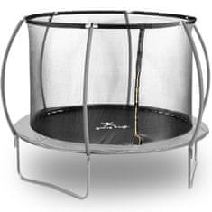 PRO Vrtni trampolin z mrežo in zaščitno vzmetjo Ø 305 cm do 100 kg črno-siv