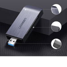 Ugreen Bralnik pomnilniških kartic SD / micro SD / CF / MS vtič USB 3.0 - siv