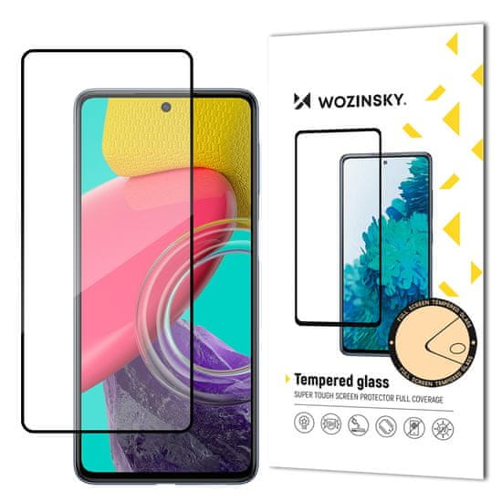 WOZINSKY Trajno kaljeno steklo 9H za celoten zaslon telefona Samsung Galaxy M53 5G s črnim okvirjem Case Friendly