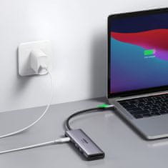 Ugreen Večnamenski HUB 6v1 USB-C - 2x USB HDMI 4K Bralnik kartic SD in TF USB-C PD 100W siva