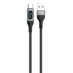 DUDAO Kabel USB - USB-C za hitro polnjenje z zaslonom PD 66W 1m črn