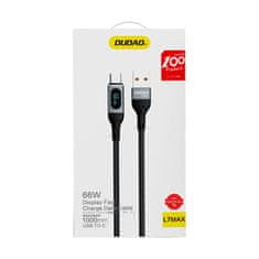 DUDAO Kabel USB - USB-C za hitro polnjenje z zaslonom PD 66W 1m črn