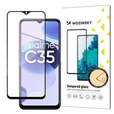 WOZINSKY Realme C35 kaljeno 9H kaljeno steklo za celoten zaslon z okvirjem Case Friendly črno