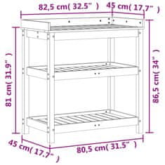 Vidaxl Miza za sajenje s policami 82,5x45x86,5 cm impreg. borovina