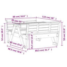 Vidaxl Piknik miza za otroke 88x122x58 cm impregnirana borovina