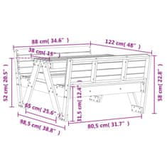 Vidaxl Piknik miza za otroke 88x122x58 cm trdna borovina