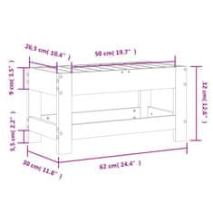 Vidaxl Vrtni stolček za noge voščeno rjav 62x30x32 cm borovina