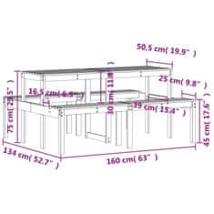 Vidaxl Piknik miza 160x134x75 cm trden les douglas