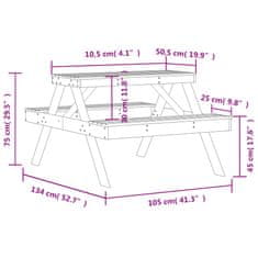 Vidaxl Piknik miza 105x134x75 cm impregnirana borovina