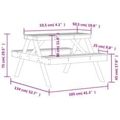 Vidaxl Piknik miza bela 105x134x75 cm trdna borovina