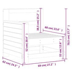 Vidaxl Vrtni kavč voščeno rjav 69x62x70,5 cm trdna borovina