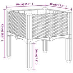 Vidaxl Cvetlično korito z nogami črno 40x40x42 cm PP