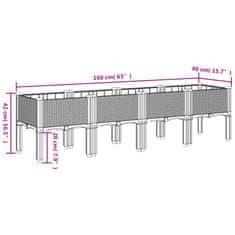 Vidaxl Cvetlično korito z nogami rjavo 160x40x42 cm PP