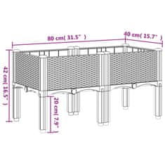 Vidaxl Cvetlično korito z nogami rjavo 80x40x42 cm PP