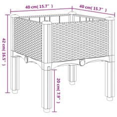 Vidaxl Cvetlično korito z nogami rjavo 40x40x42 cm PP