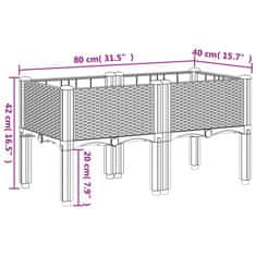 Vidaxl Cvetlično korito z nogami črno 80x40x42 cm PP