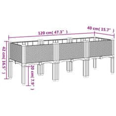 Vidaxl Cvetlično korito z nogami rjavo 120x40x42 cm PP