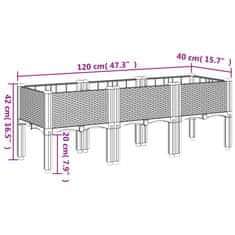 Vidaxl Cvetlično korito z nogami črno 120x40x42 cm PP