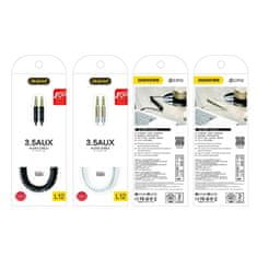 ACTIVESHOP Raztegljiv avdio kabel AUX mini jack 3,5 mm spomladi 150 cm bele barve