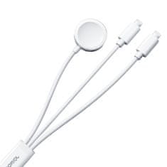 Joyroom Kabel 3v1 USB-A z induktivnim polnilnikom + 2x iPhone Lightning 1,2 m bele barve
