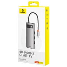 Noah 7v1 HUB adapter kovinski Gleam Series USB-C na USB-C PD 3x USB-A HDMI SD TF siva