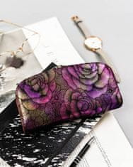Peterson Velika, prostorna denarnica iz naravnega usnja s cvetličnim vzorcem