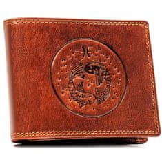 Peterson Velika, usnjena moška denarnica z reliefnim prikazom zodiakalnega znamenja