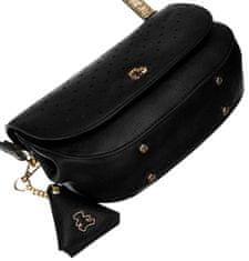 Lulu Castagnette Ženska kurirska torbica z elegantnim odprtim zavihkom in obeskom za ključe