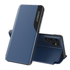 HURTEL Ohišje za Samsung S24 Ultra s prevleko in stojalom Eco Leather View Case blue