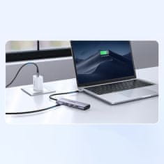 Noah 5v1 Večnamenski HUB adapter USB-C 3x USB-A HDMI 4K PD 100W siva