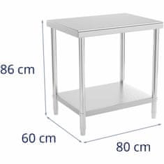 Royal Catering Osrednja jeklena delovna miza s polico 80 x 60 cm