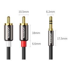 Ugreen Avdio kabel 3,5 mm mini jack - 2RCA 1,5 m črn