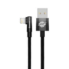 BASEUS Nagnjen kabelski kabel s stranskim priključkom USB Iphone Lightning 2m 2,4A črn