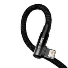 BASEUS Nagnjen kabelski kabel s stranskim priključkom USB Iphone Lightning 2m 2,4A črn