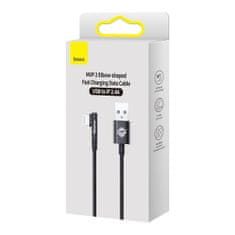 BASEUS Nagnjen kabelski kabel s stranskim priključkom USB Iphone Lightning 2m 2,4A črn