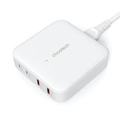 Choetech GaN 100W Zmogljiv omrežni polnilnik 2x USB-A 2x USB-C bela