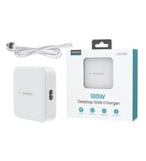 Choetech GaN 100W Zmogljiv omrežni polnilnik 2x USB-A 2x USB-C bela