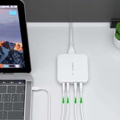 Choetech GaN 100W Zmogljiv omrežni polnilnik 2x USB-A 2x USB-C bela