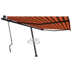 Vidaxl Prostostoječa ročna zložljiva tenda 400x300 cm oranžna/rjava