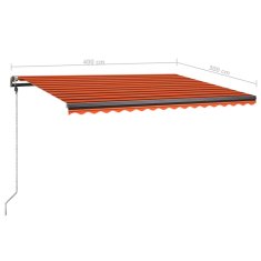 Vidaxl Prostostoječa ročna zložljiva tenda 400x300 cm oranžna/rjava