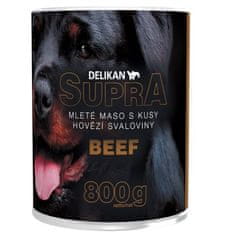 DELIKAN SUPRA DOG mleta govedina s koščki goveje mišice 800g konzerva za pse