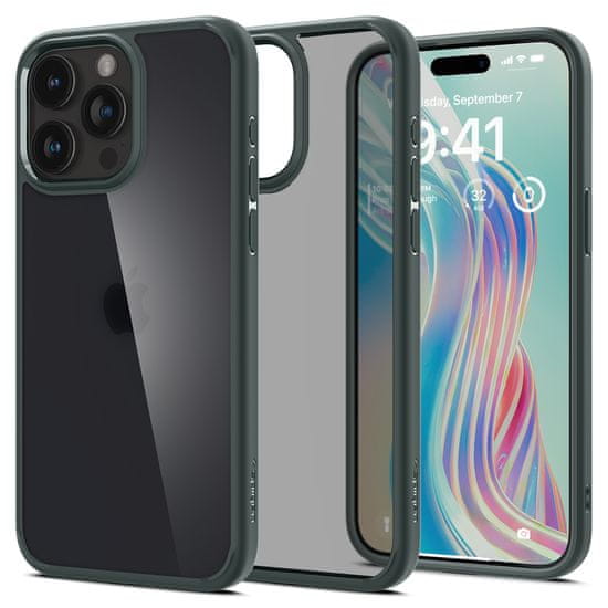 Spigen Ultra hibridno ohišje za iPhone 15 Pro temno zeleno